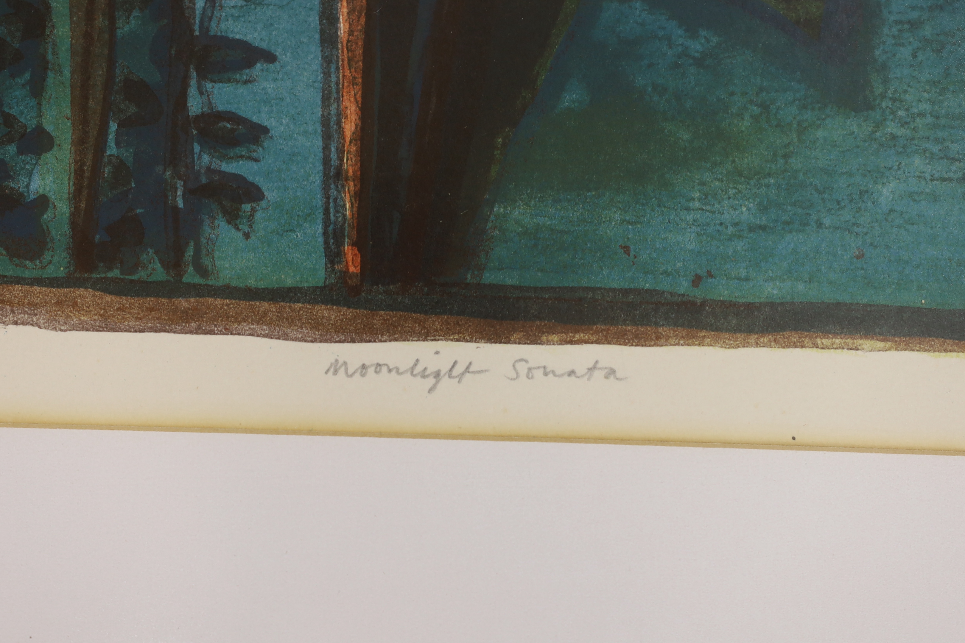 David McClure (1926-1998), colour screenprint, 'Moonlight Sonata', signed in pencil, limited edition 10 of 12, 61 x 52cm